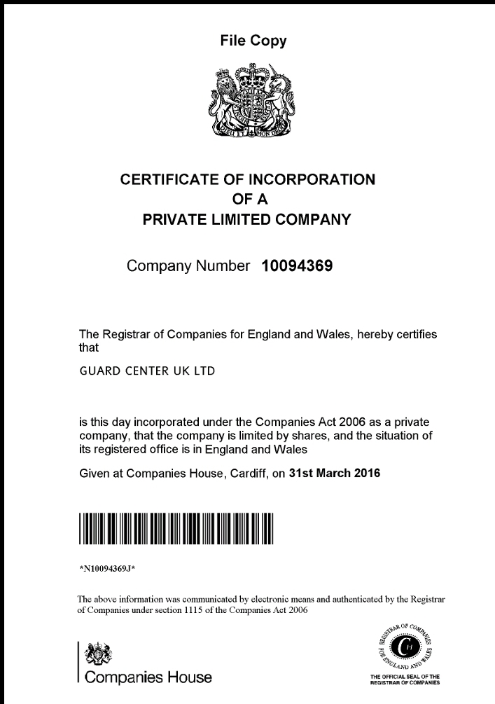 Company Certificate